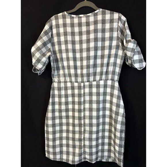 Ambition Women’s Sz Large Sexy Summer Dress NWT Lined Tie Bodice Gray White - Picture 6 of 9